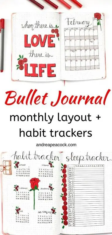 Bullet Journal monthly February setup