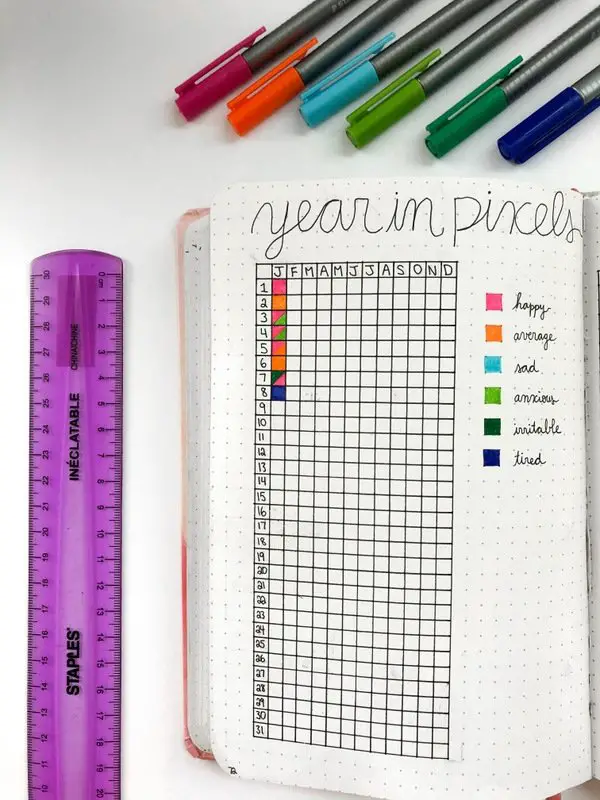 Bullet Journal Year in Pixels