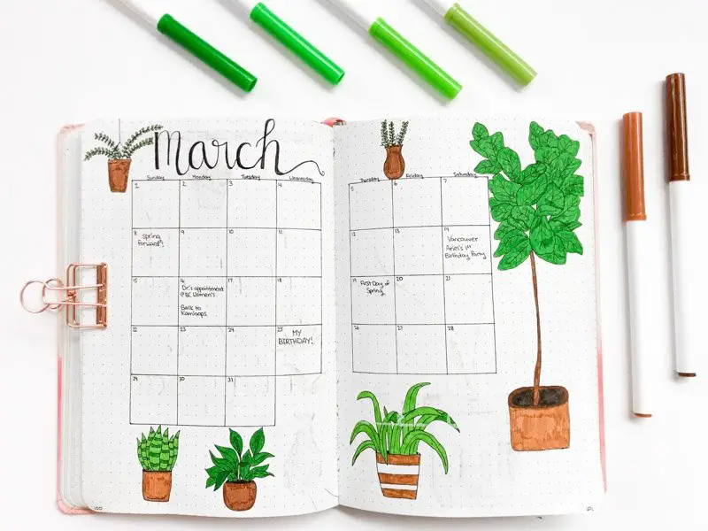 March bullet journal setup