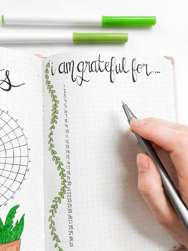 March bullet journal gratitude journal