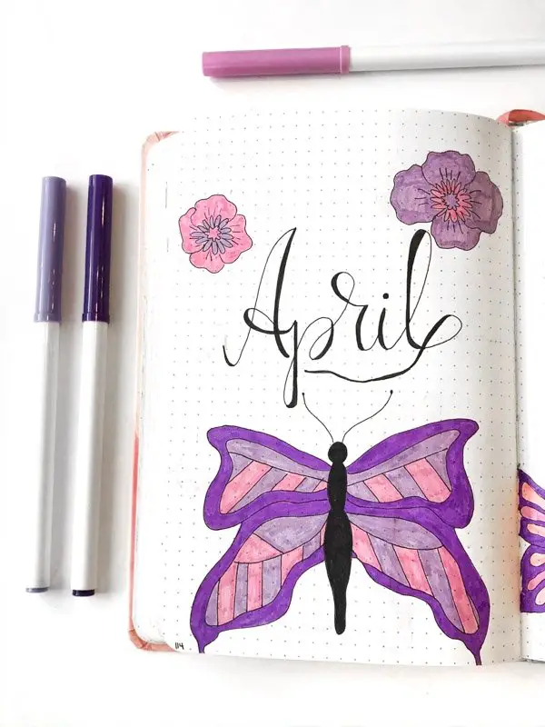 April bullet journal cover page