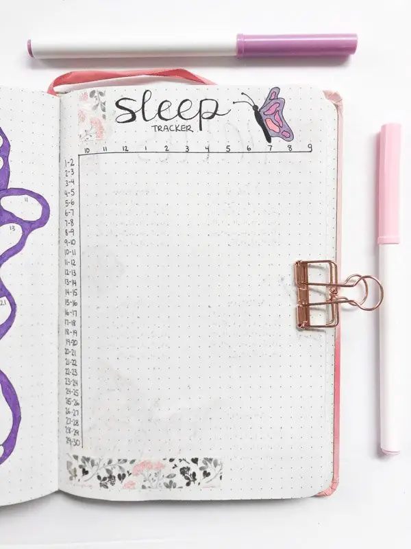 Bullet journal monthly sleep tracker