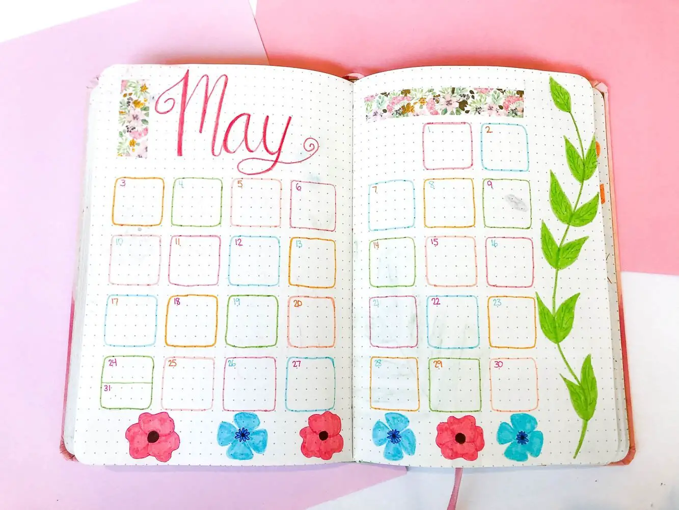 May bullet journal monthly calendar