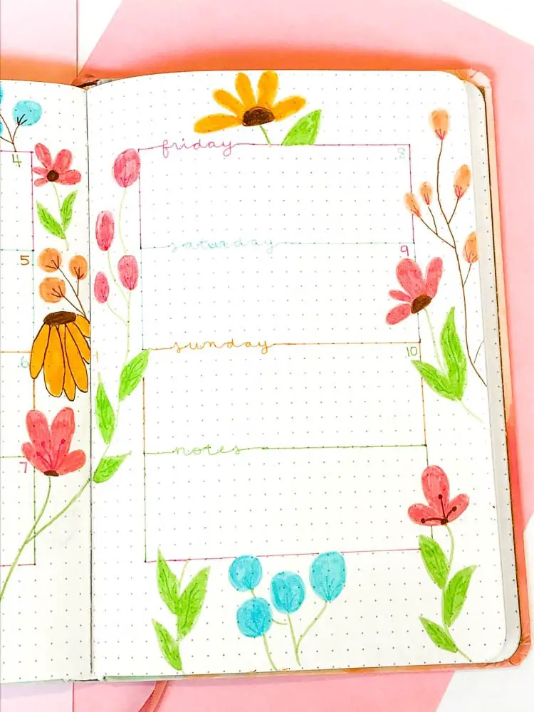 Bullet journal spring weekly layout