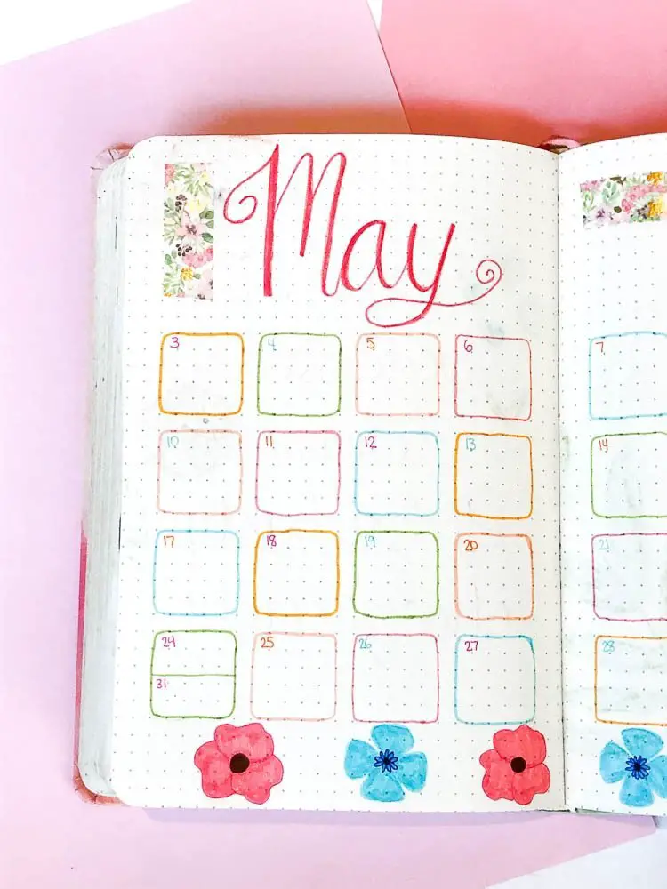 May bullet journal monthly calendar