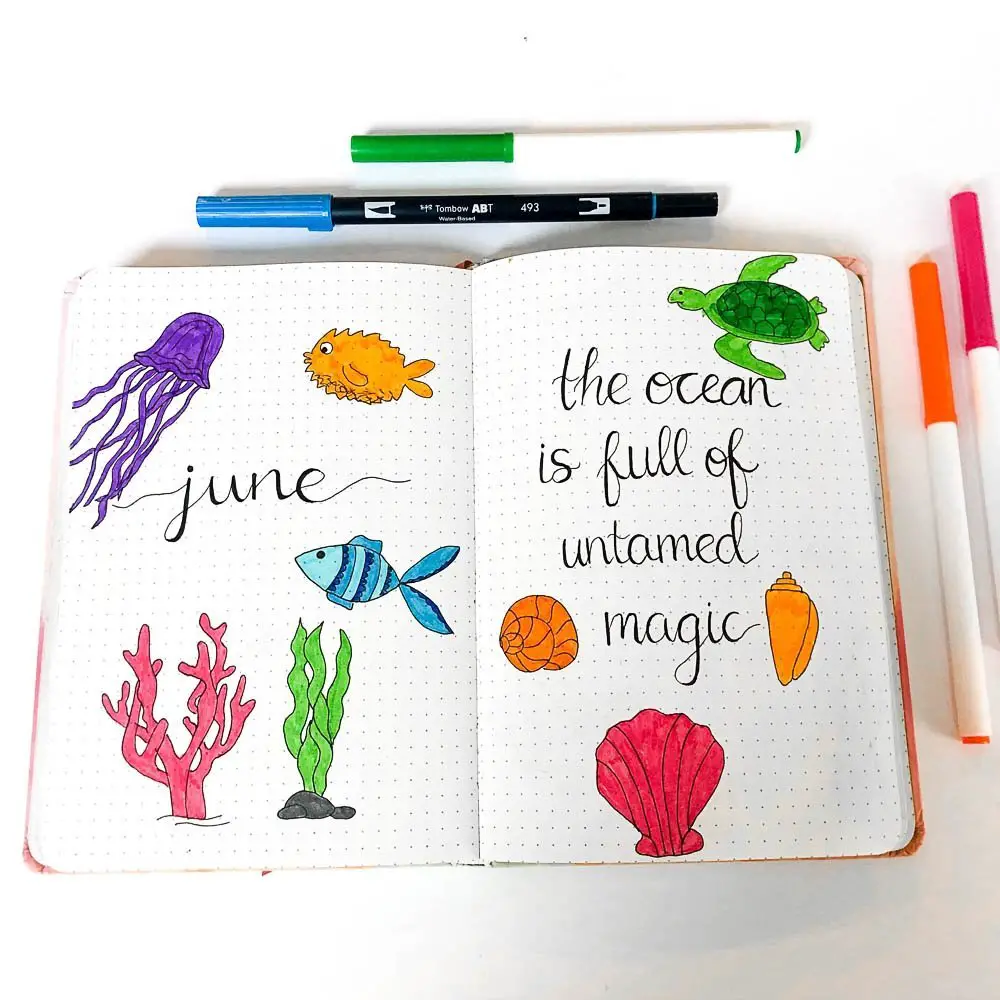 june 2021 bullet journal set up, plan with me