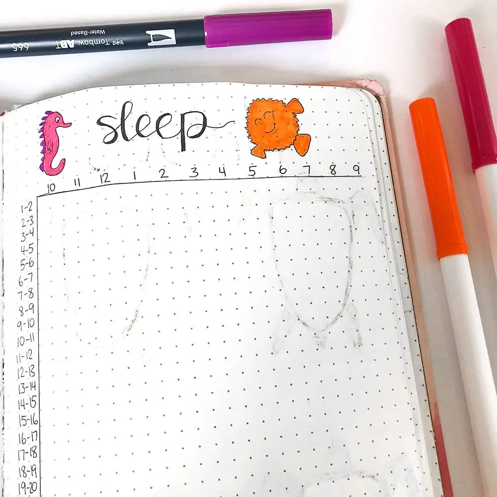 Bullet journal monthly sleep tracker