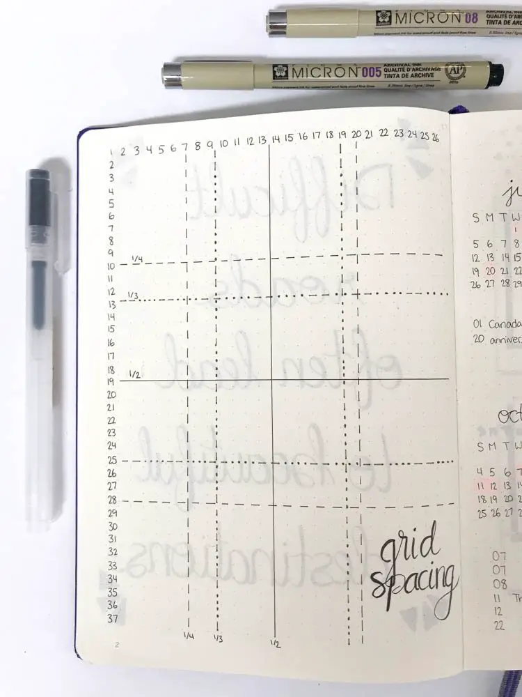 bullet journal grid spacing guide