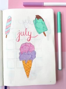 July Bullet Journal Setup: Ice Cream Theme - Andrea Peacock