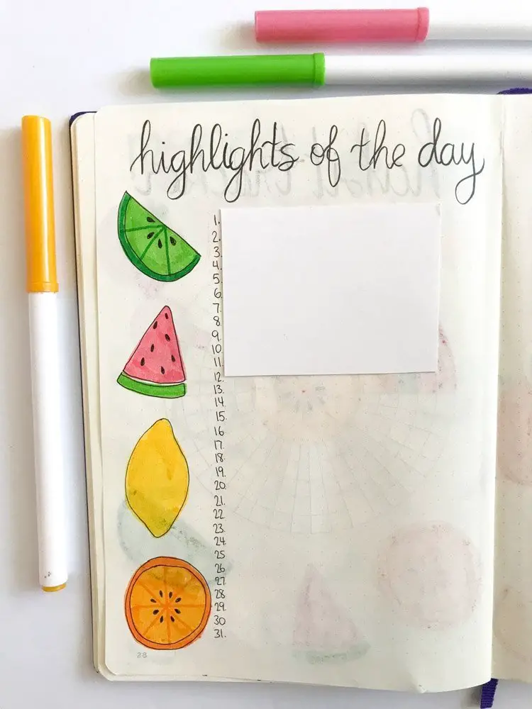 bullet journal highlights of the day