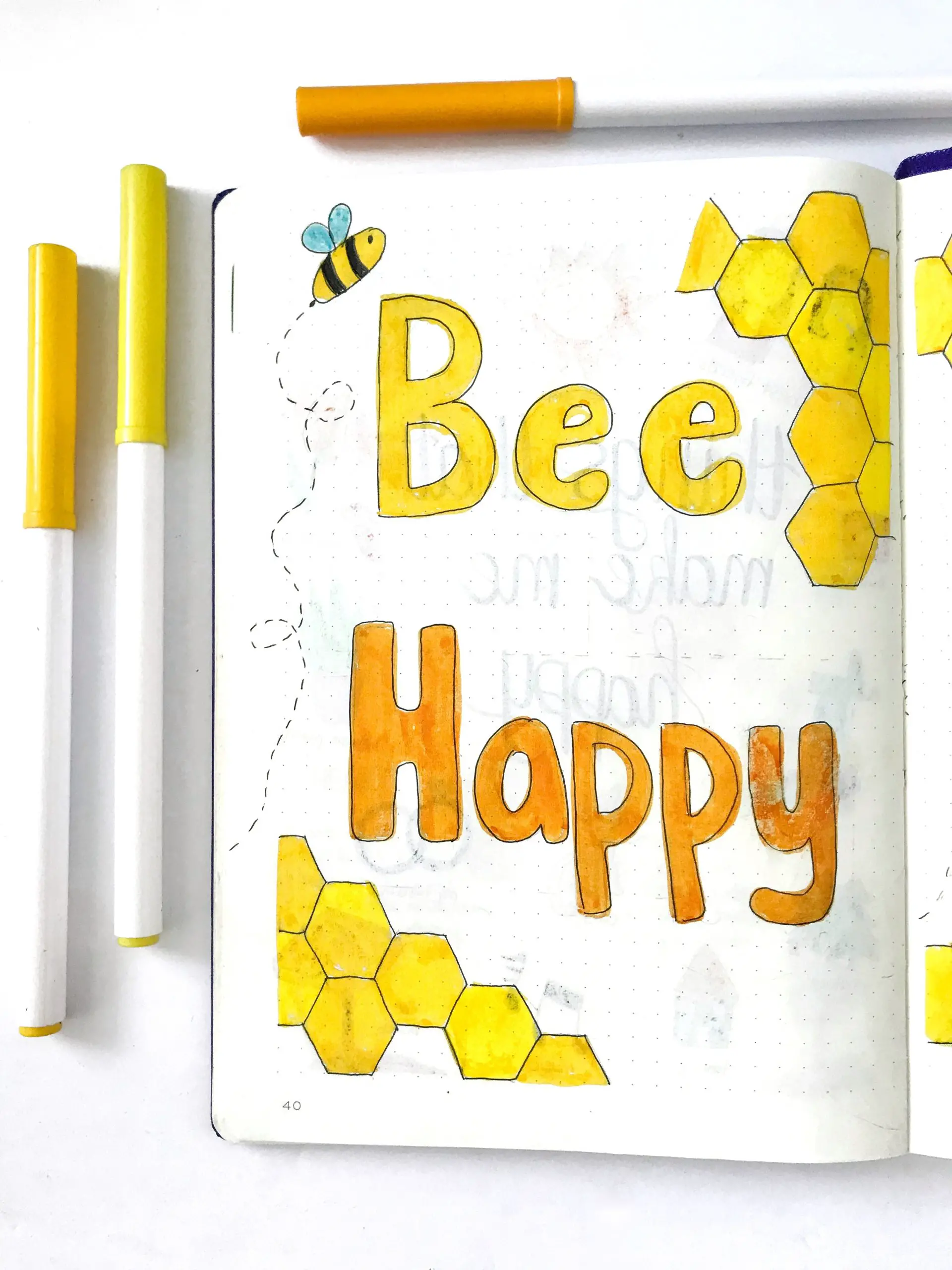 Bullet journal quote page bee happy