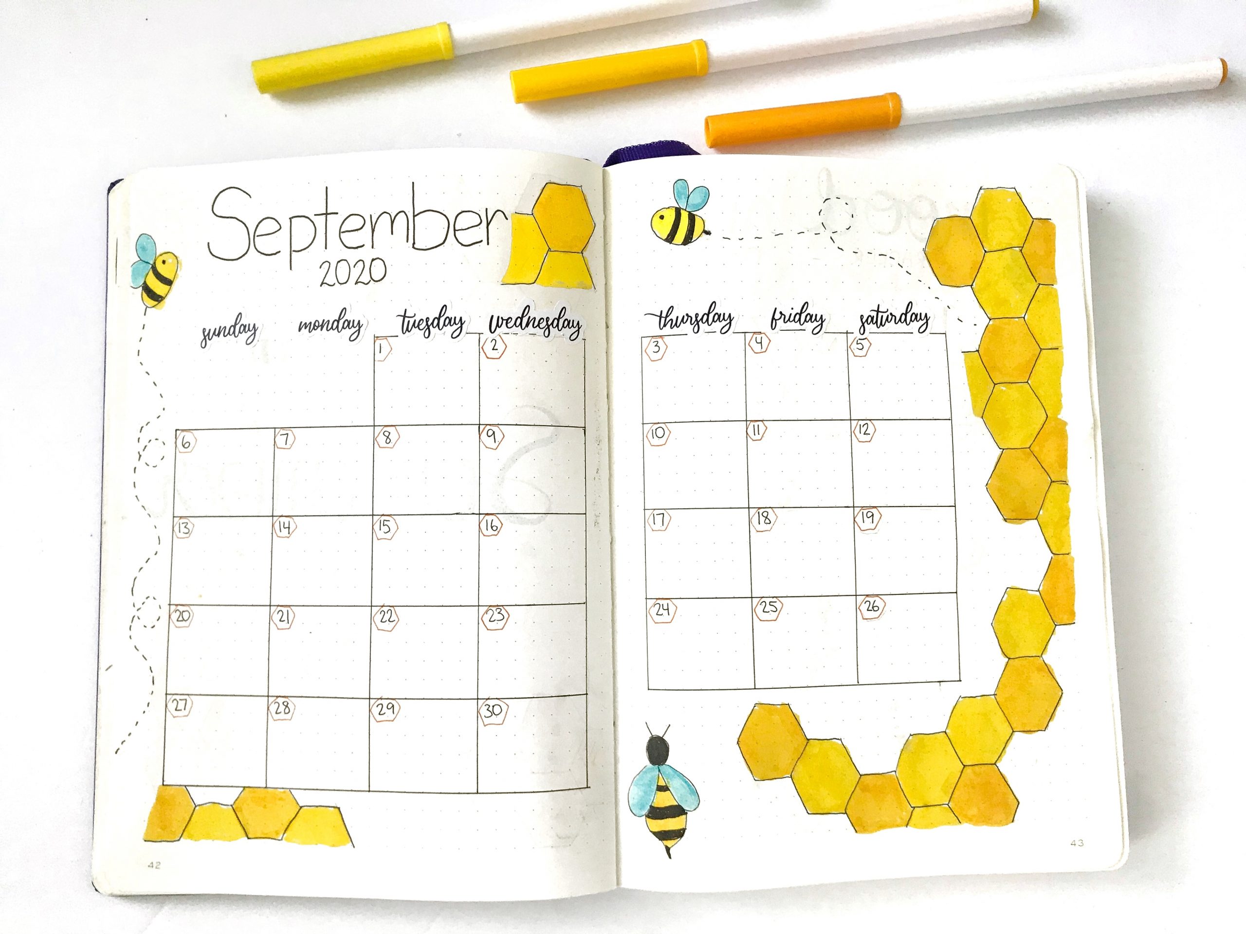 September bullet journal calendar