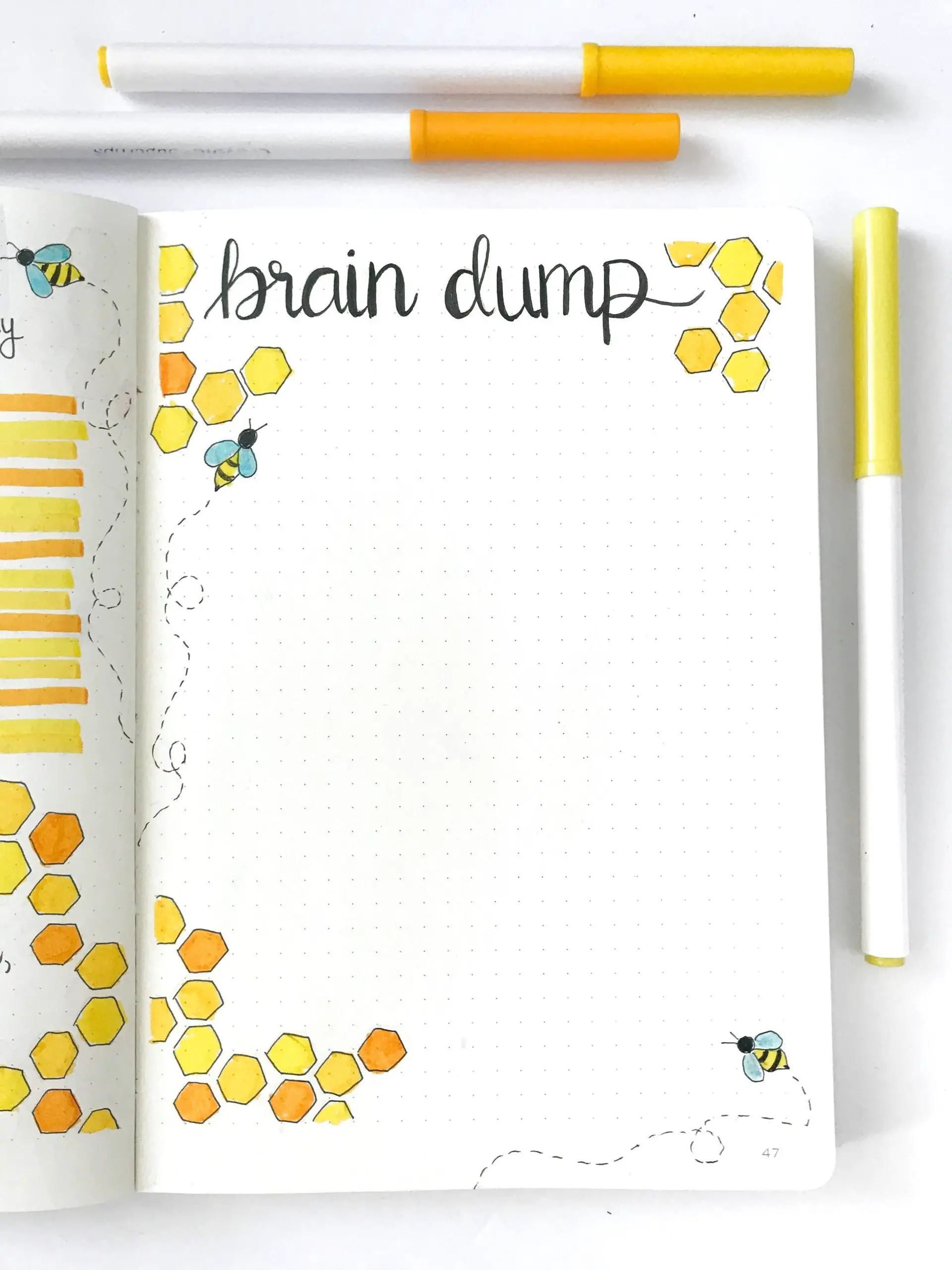 bullet journal monthly brain dump page