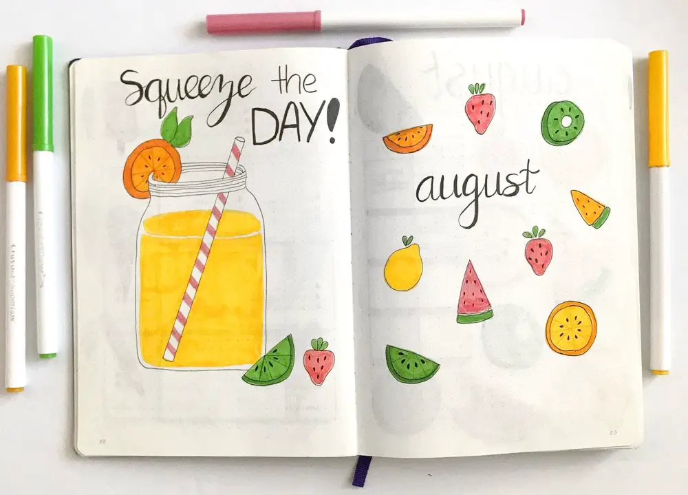 August bullet journal setup