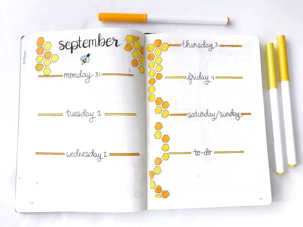 September bullet journal calendar