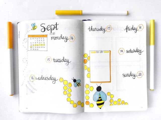 September Bullet Journal Setup: Honeybee Theme - Andrea Peacock