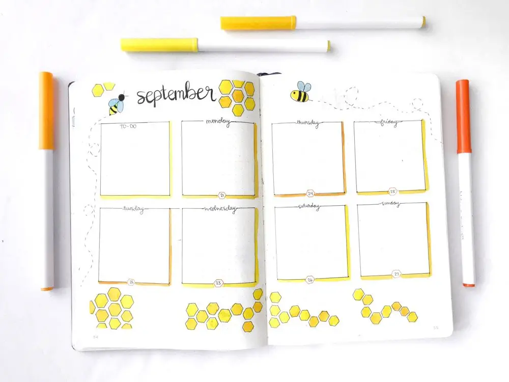 September bullet journal calendar