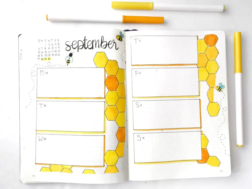 September bullet journal calendar