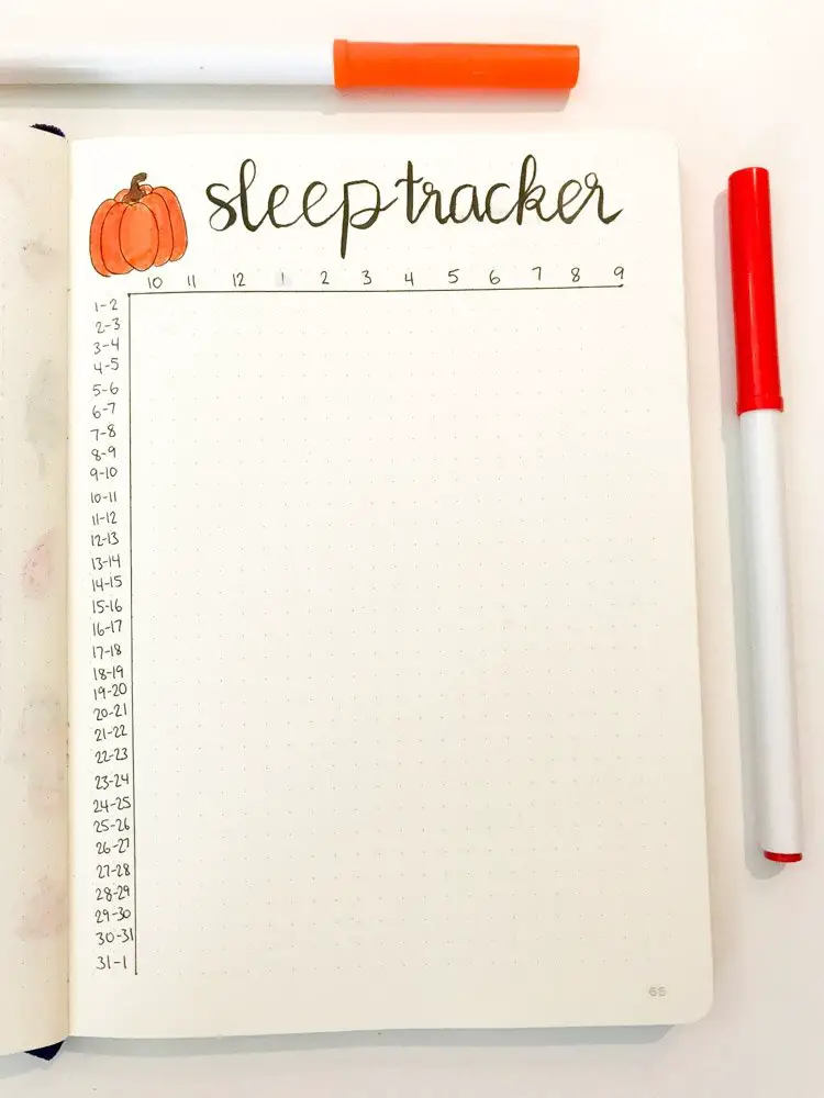 bullet journal sleep tracker