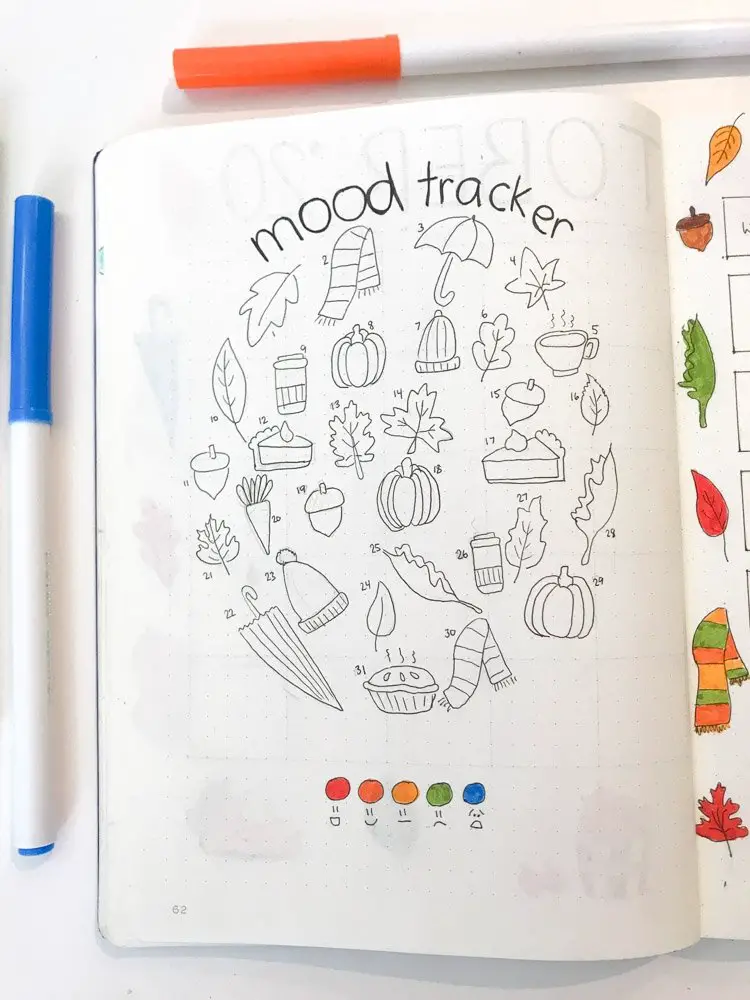 bullet journal fall mood tracker