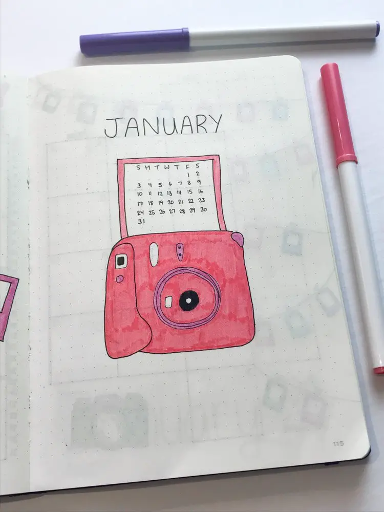 january bullet journal cover page