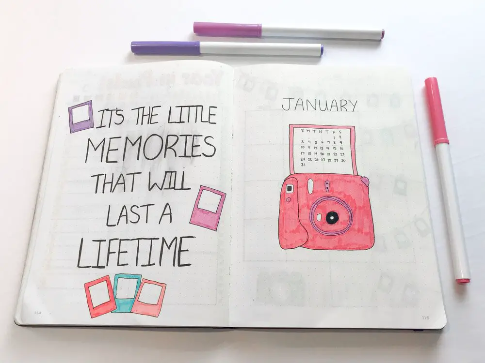 january bullet journal cover page