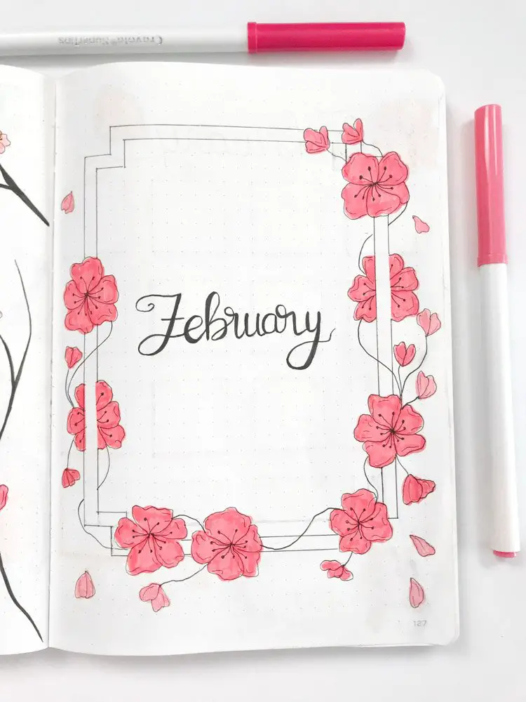 february 2021 bullet journal cover page