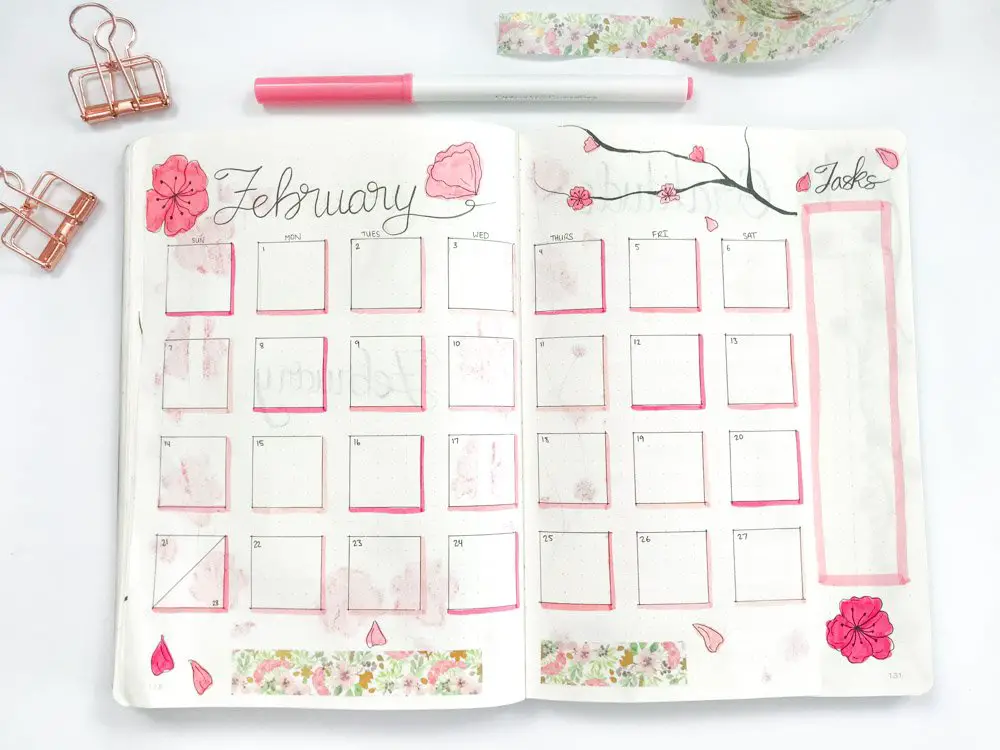 february 2021 bullet journal calendar