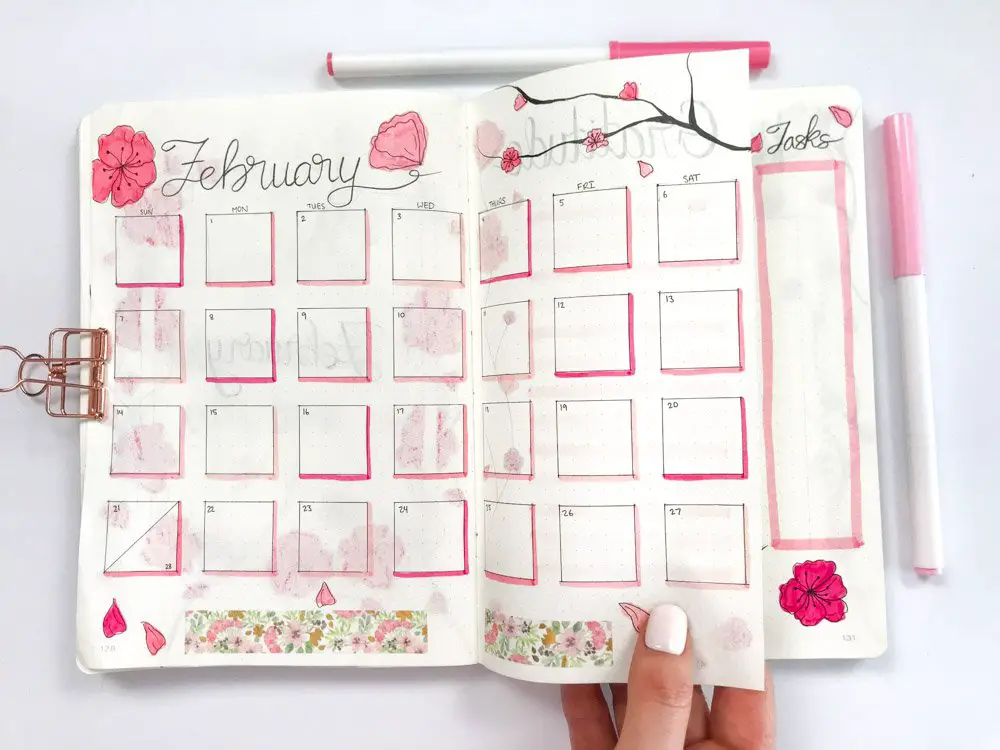 february 2021 bullet journal calendar