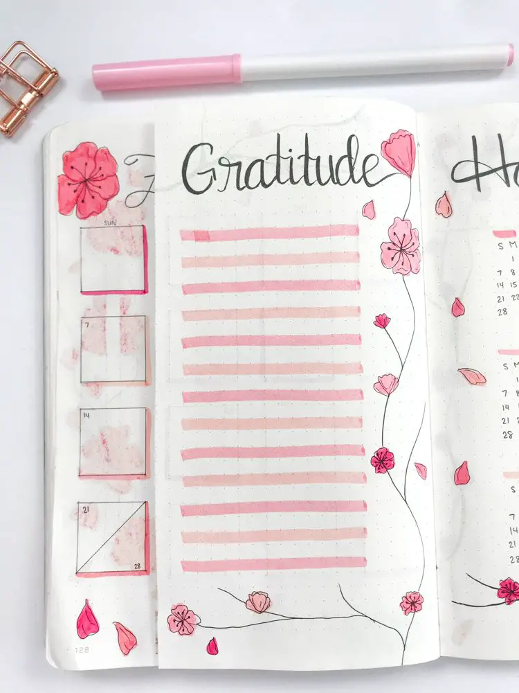 bullet journal gratitude log