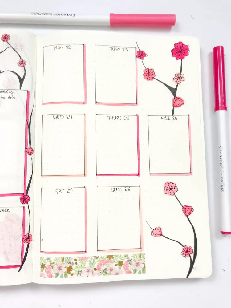 february bullet journal weekly layout