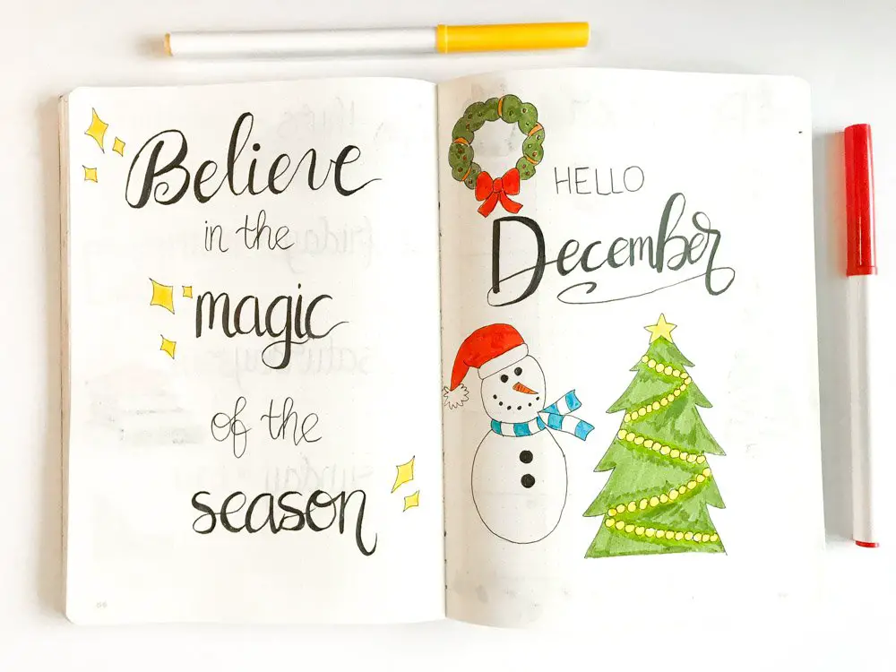 December Bullet Journal Setup: Christmas Theme - Andrea Peacock