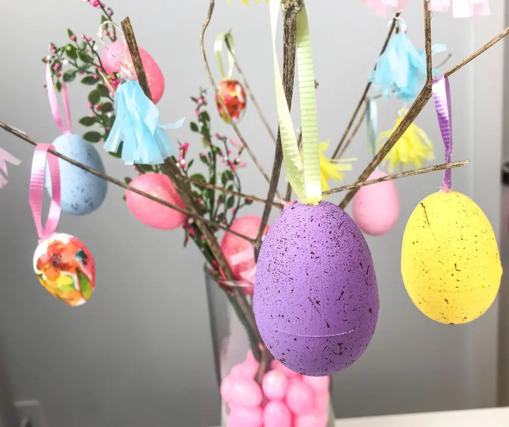 DIY Dollar Tree Easter Tree & Easter Egg Decorations - Andrea Peacock