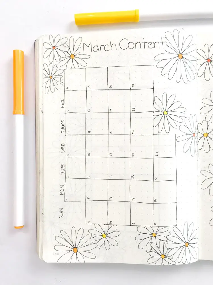 Daisy Theme March content calendar