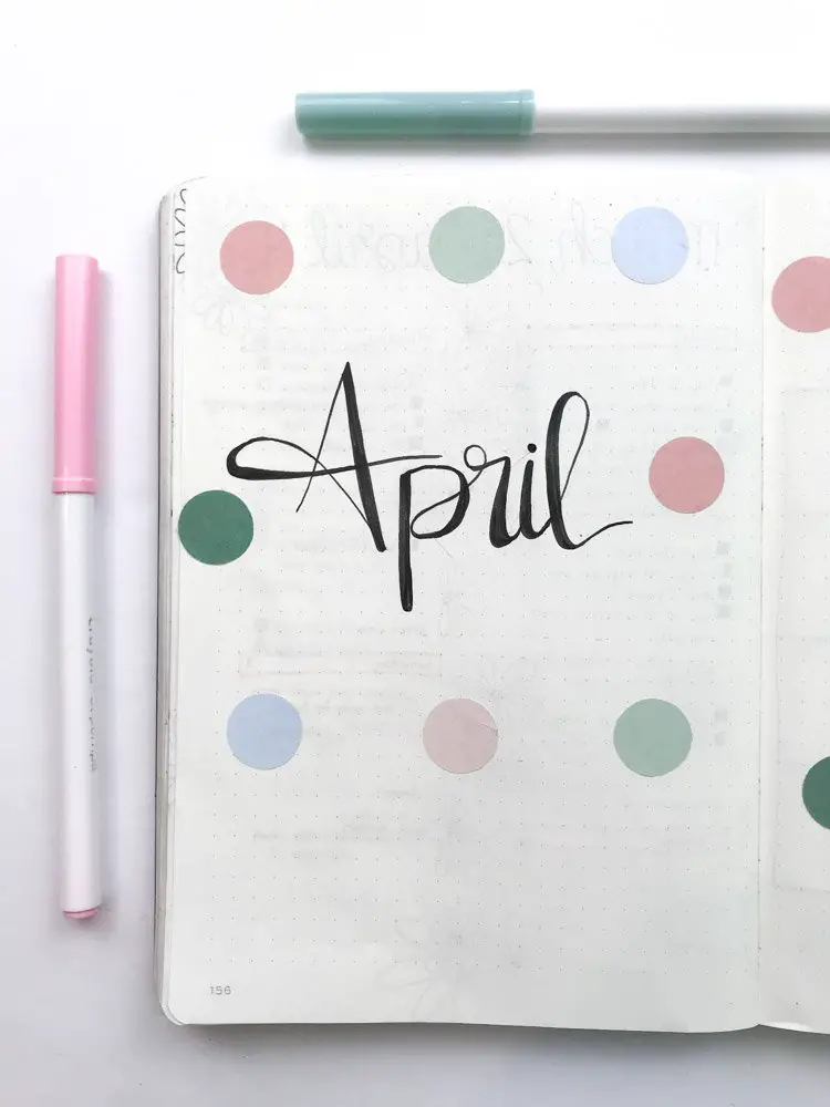 minimal april bullet journal cover page