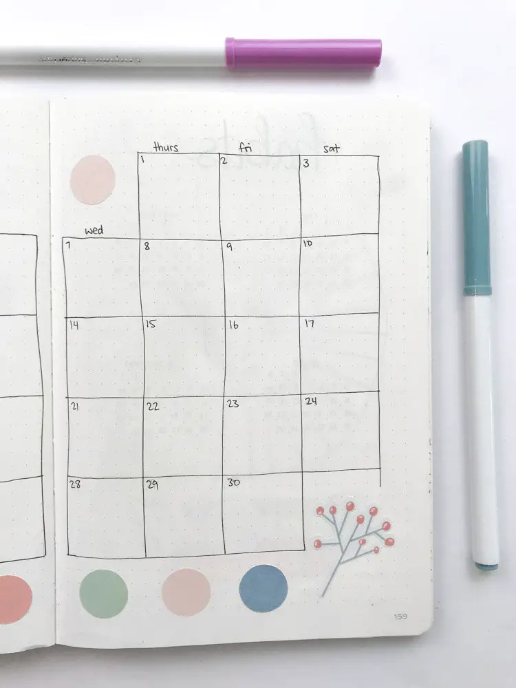 minimal april bullet journal calendar