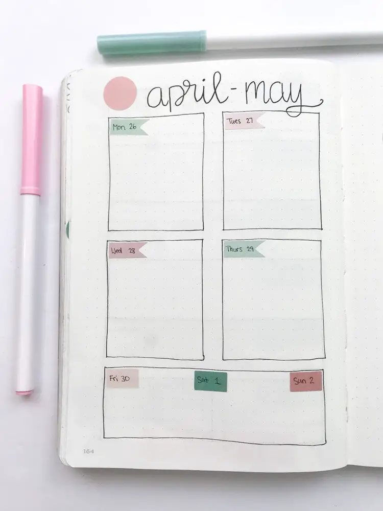 minimal bullet journal weekly spread