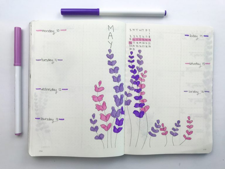 Lavender Theme Bullet Journal Setup: May 2021 - Andrea Peacock