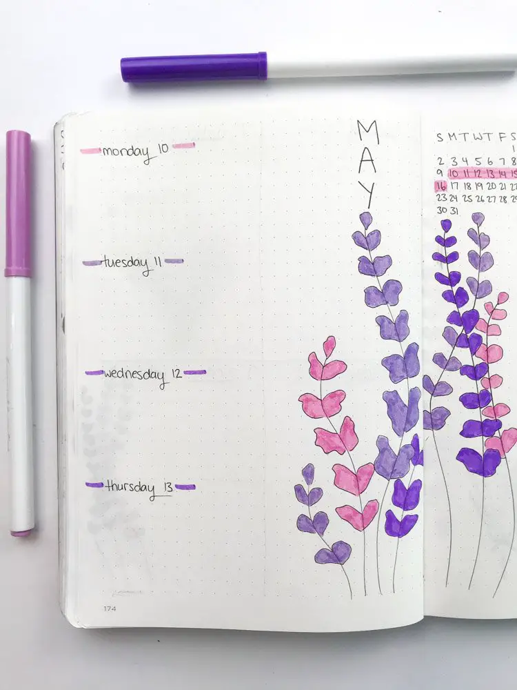 Lavender Theme Bullet Journal Setup: May 2021 - Andrea Peacock