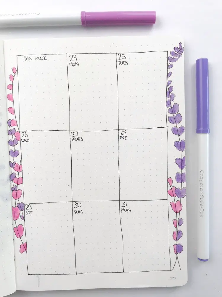 bullet journal weekly layout