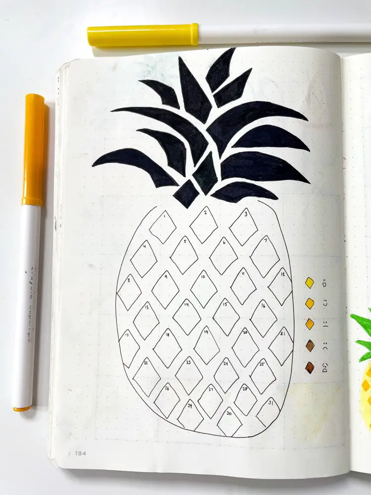 pineapple bullet journal mood tracker