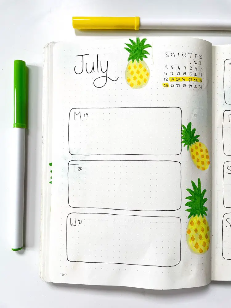 Bullet Journal Setup for July