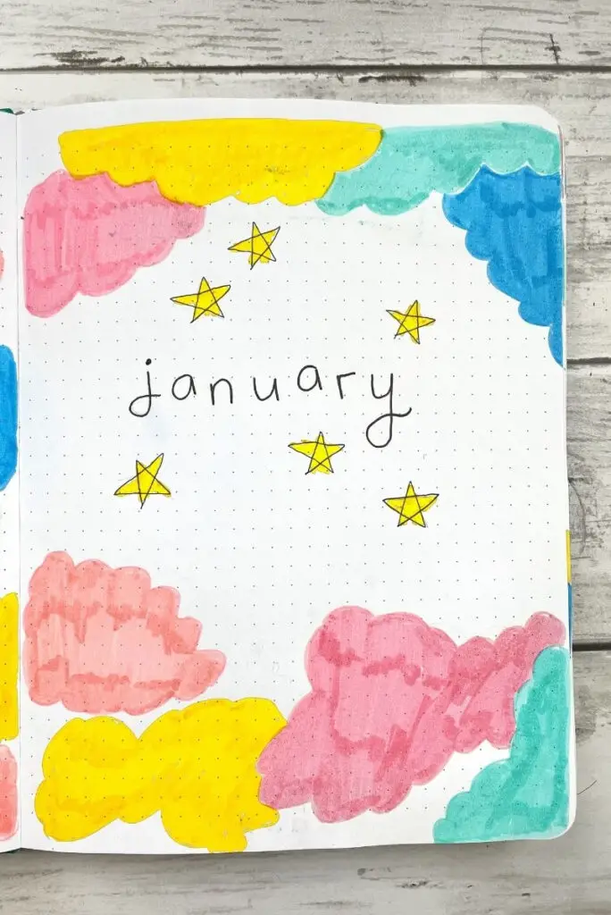 January bullet journal cover page