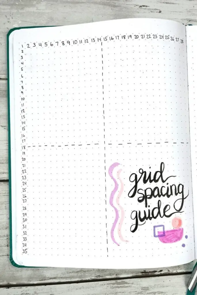 bullet journal grid spacing guide