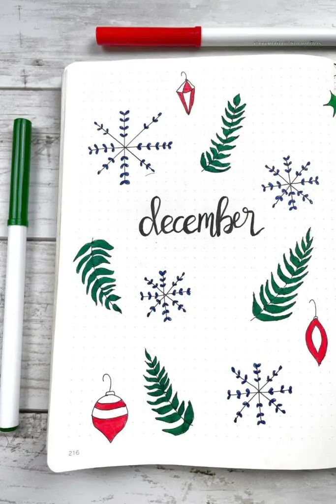december bullet journal cover page