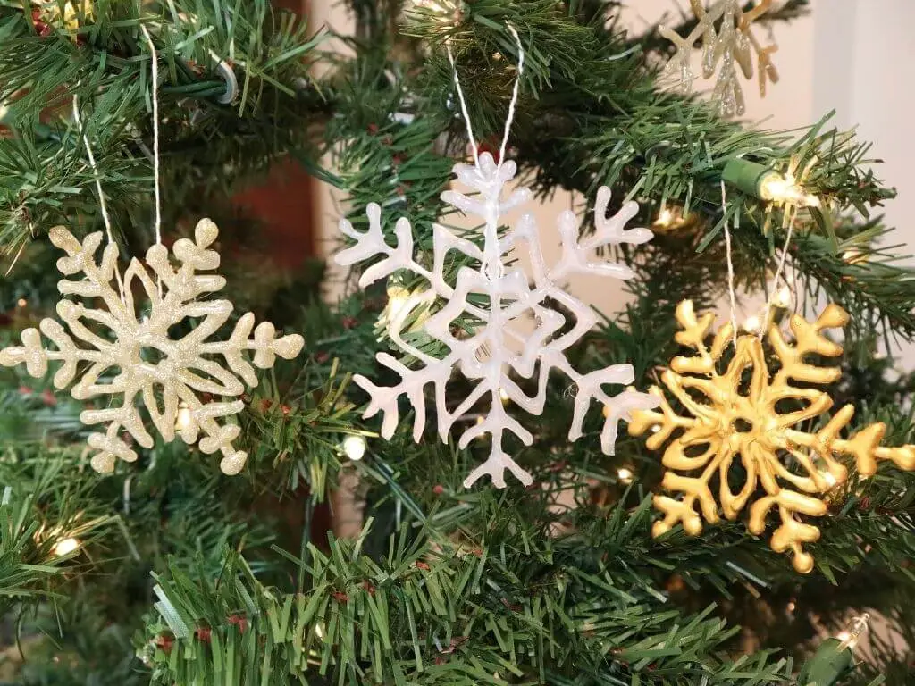 DIY GLITTER SNOWFLAKES, CHRISTMAS TREE DECORATION