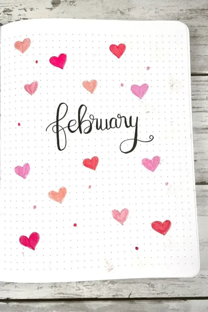 February bullet journal cover page