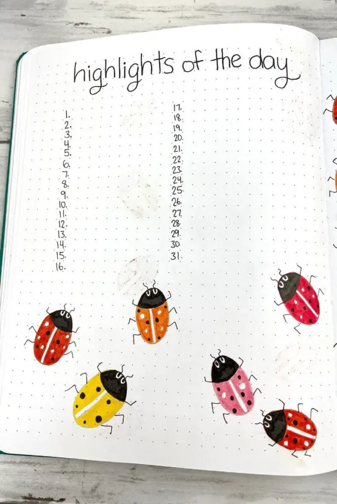 May bullet journal highlights of the day