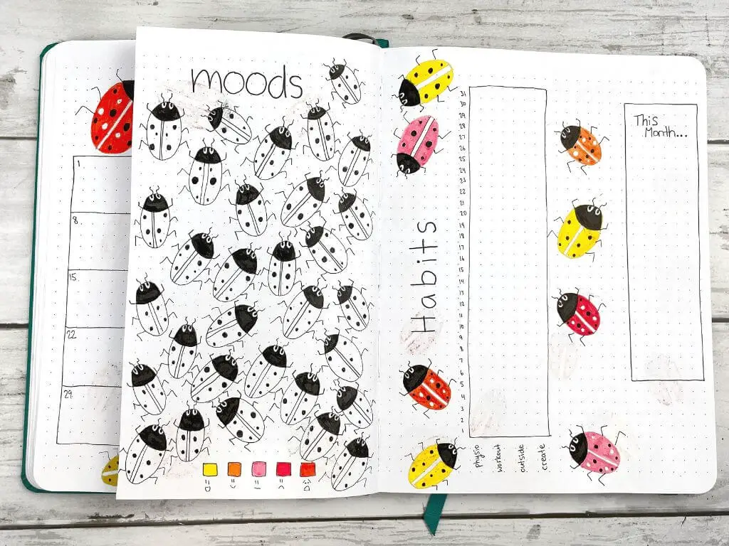 May bullet journal ladybug theme