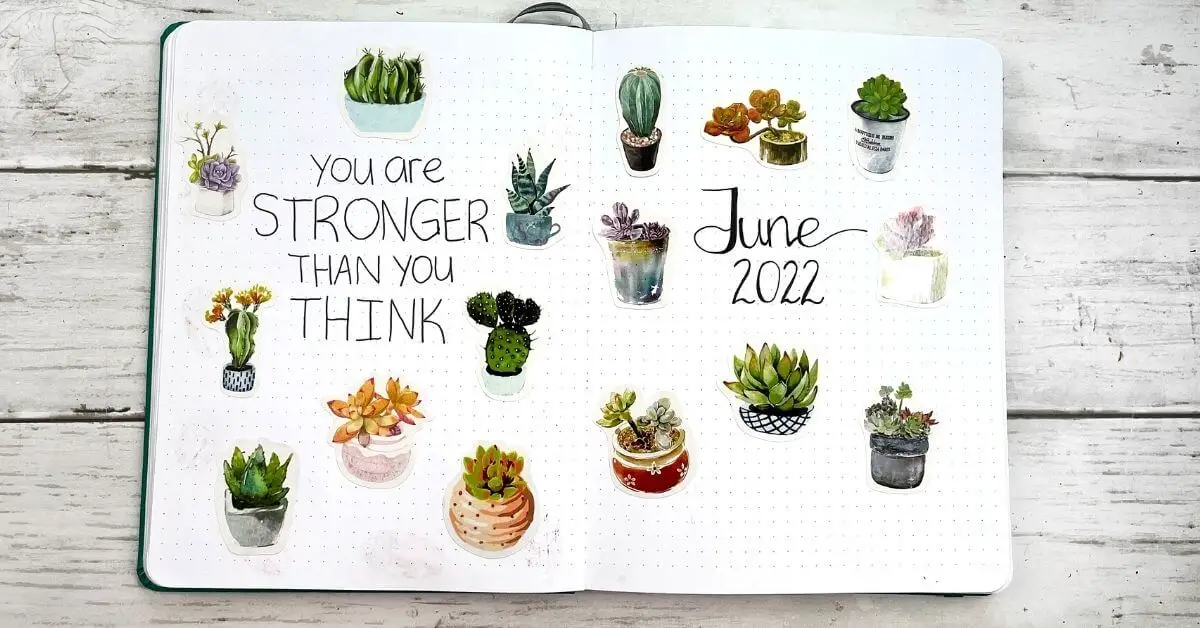 June 2022 Bullet Journal Setup: Succulent Theme - Andrea Peacock